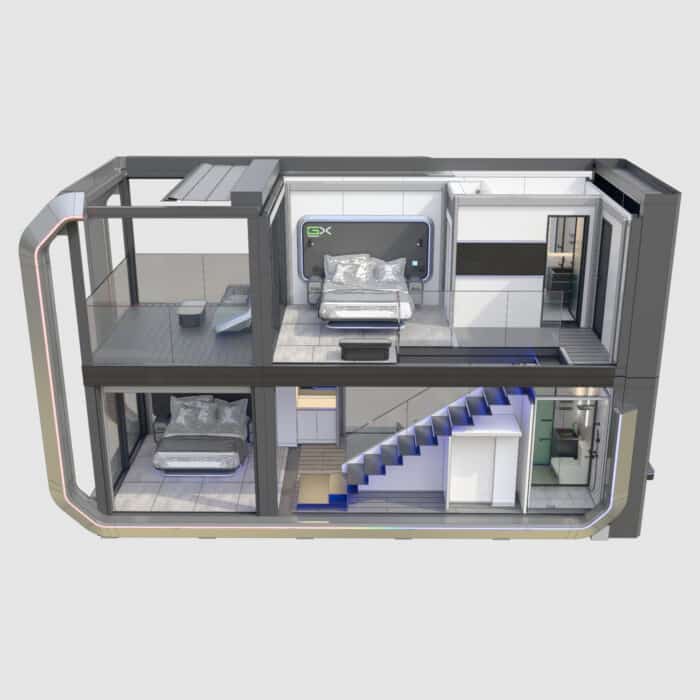 Space Capsule House D shape with 2 bedrooms (63㎡) - Image 3