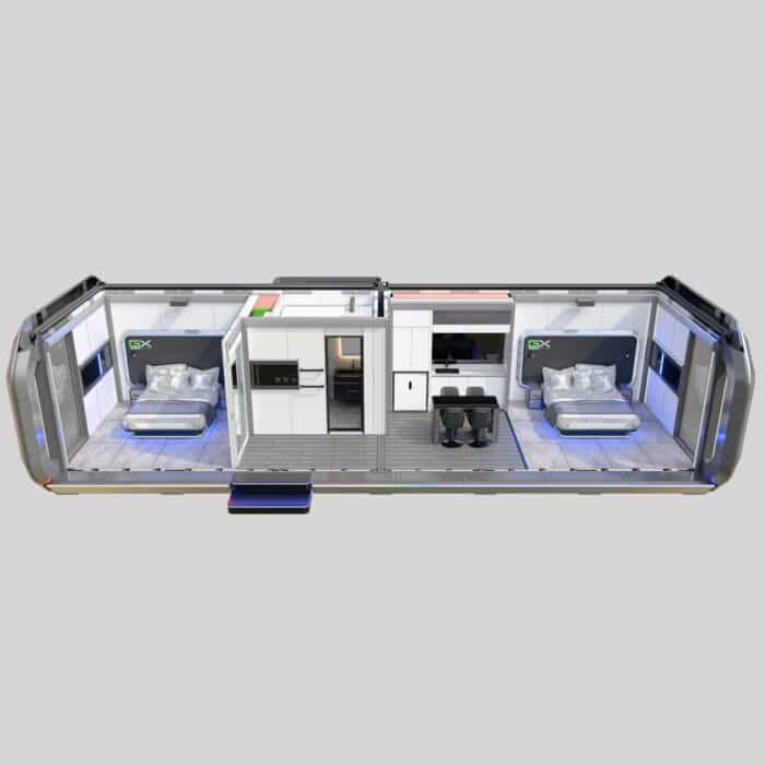 Space Capsule House I shape extension with 2 bedrooms (42㎡) - Image 3