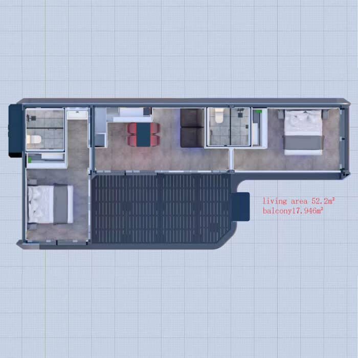 Space Capsule House L shape extension with 2 bedrooms (70.2㎡) - Image 3